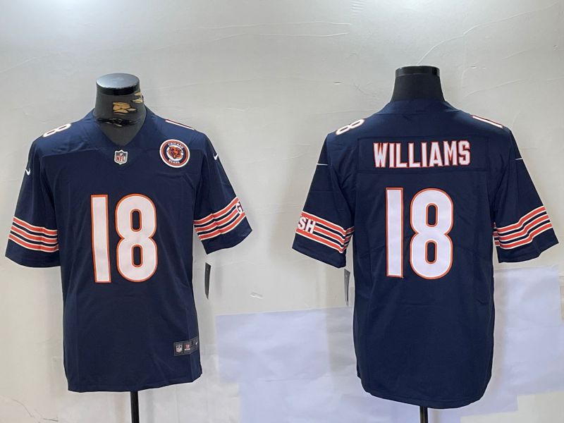 Men Chicago Bears 18 Williams Blue Second generation 2024 Nike Limited NFL Jersey style 2